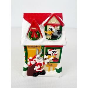 Looney Toons Christmas Holiday House Coin Jar 1997 Russell Stovers Vintage Bank